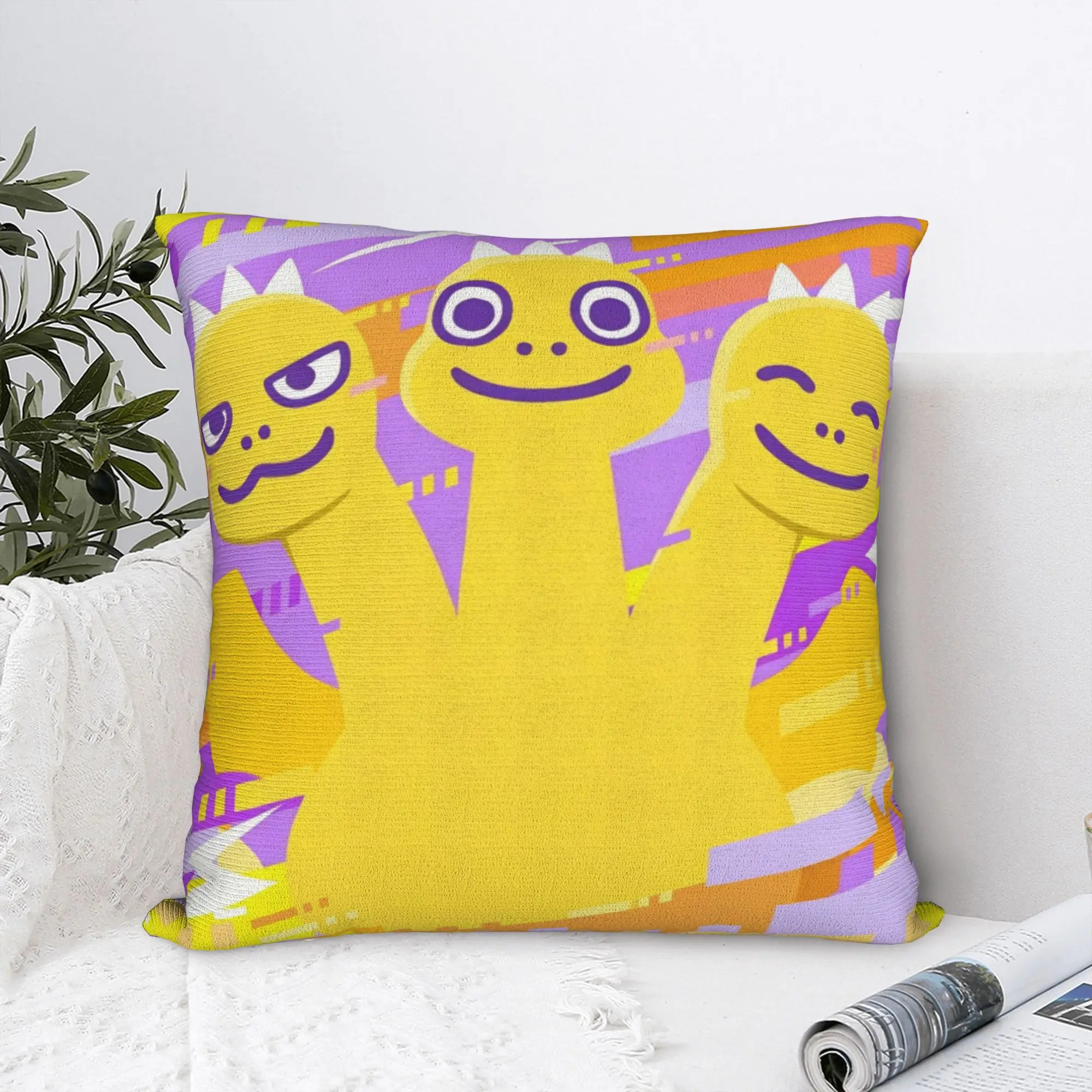 Chibi Monster Raids Again Square Pillow Case Cartoon Cushion Cover Custom Zippered Decorative Pillowcover for Home 40x40cm