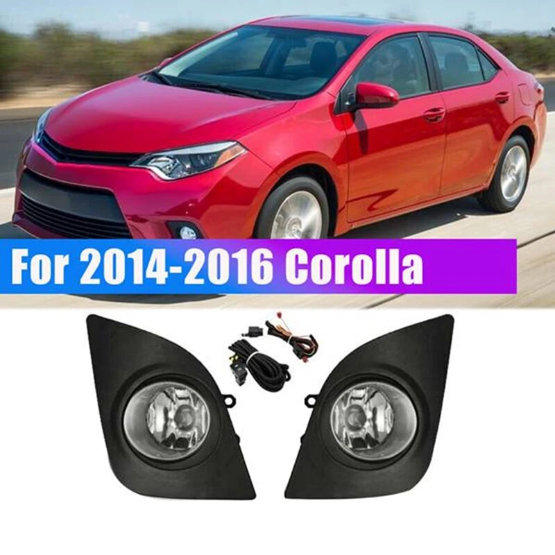 Car Front Fog Light Assembly Clear Lens Fog Lamp Frame With Harness Switch Button For Toyota Corolla 2014-2016