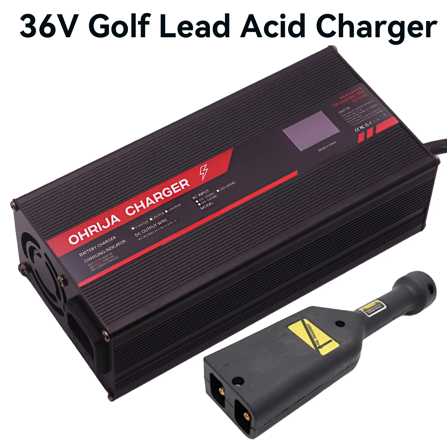 

OHRIJA 36 В 18 А свинцово-кислотное зарядное устройство для гольфа с цифровым дисплеем и ручкой для 3-струнной батареи EZGO Golf Cart Club Golf Cart