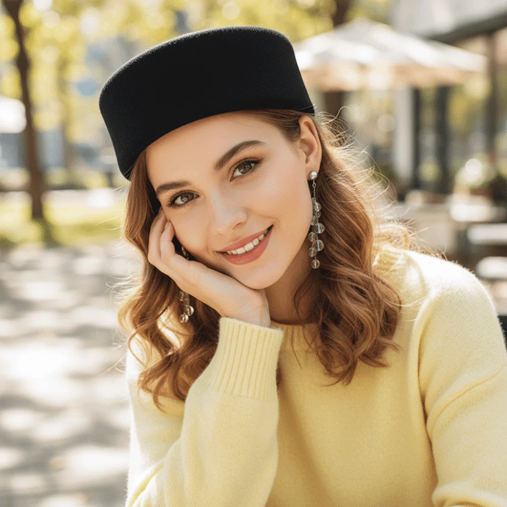 جديد الصلب الأعلى ورأى الصوف القبعات مقعر الأعلى البريطانية الرجعية خمر قبعات فيدوراس الزفاف الفاسناتور القبعات الأحداث الرسمية #4