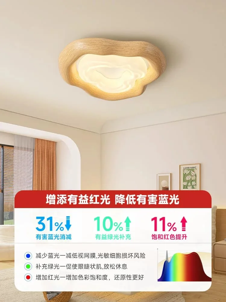 Full spectrum bedroom ceiling light, simple and modern triangular inkstone wood grain eye protection room light