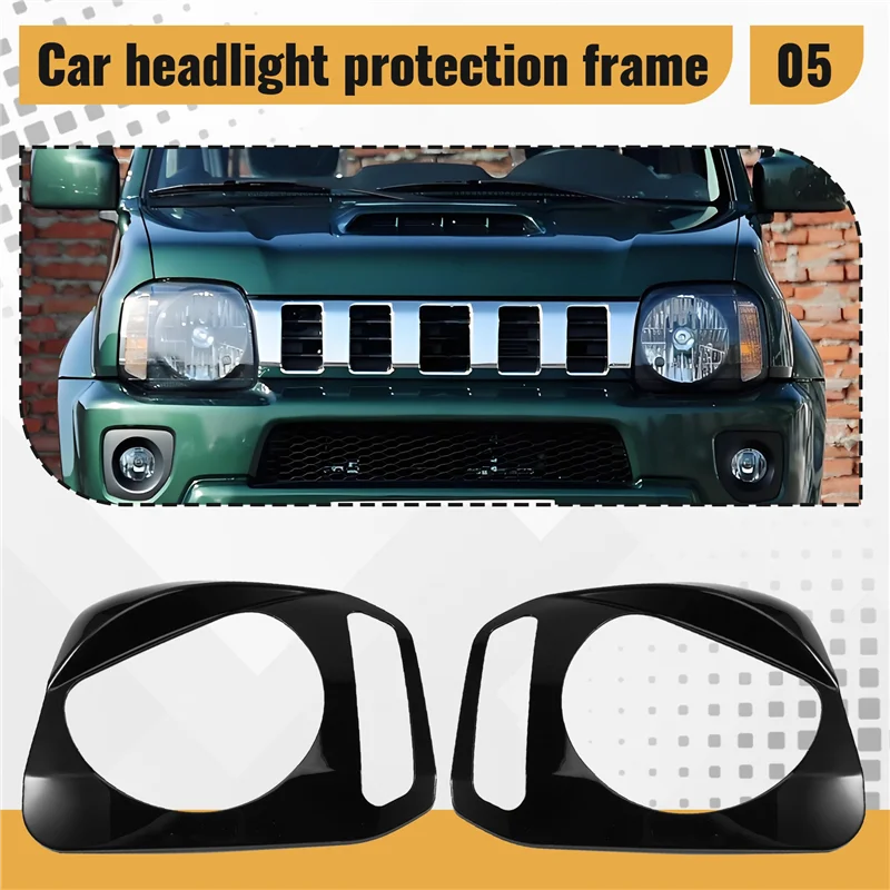 

AS57-Car Headlight Lamp Cover Headlight Protector Frame Trim Sticker Car Styling Accessories For Suzuki Jimny 2007-2017