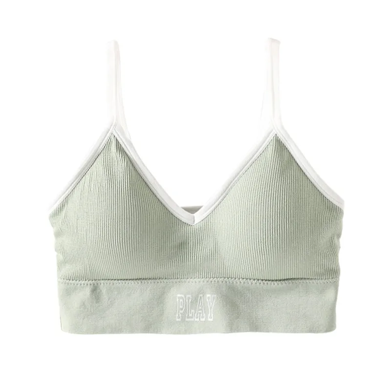 Women Crop Top Seamless Padded Bra Tube Top Lingerie Letter Print Underwear Streetwear Camis with Straps Daily Wear Tops image 6