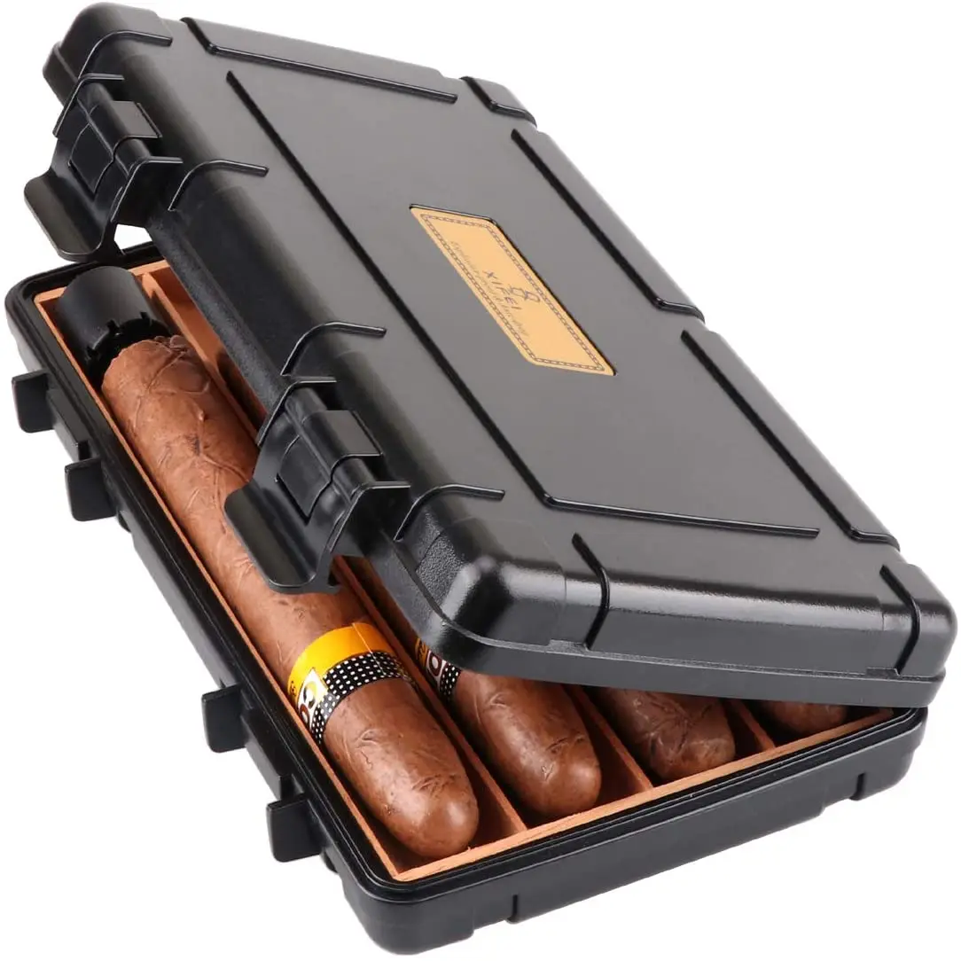 XIFEI Cedar Wood Cigar Humidor Case With Humidifier 4 Slots Travel Portable Cigarrate Box Anti-Drop Smoking Storage Accessories