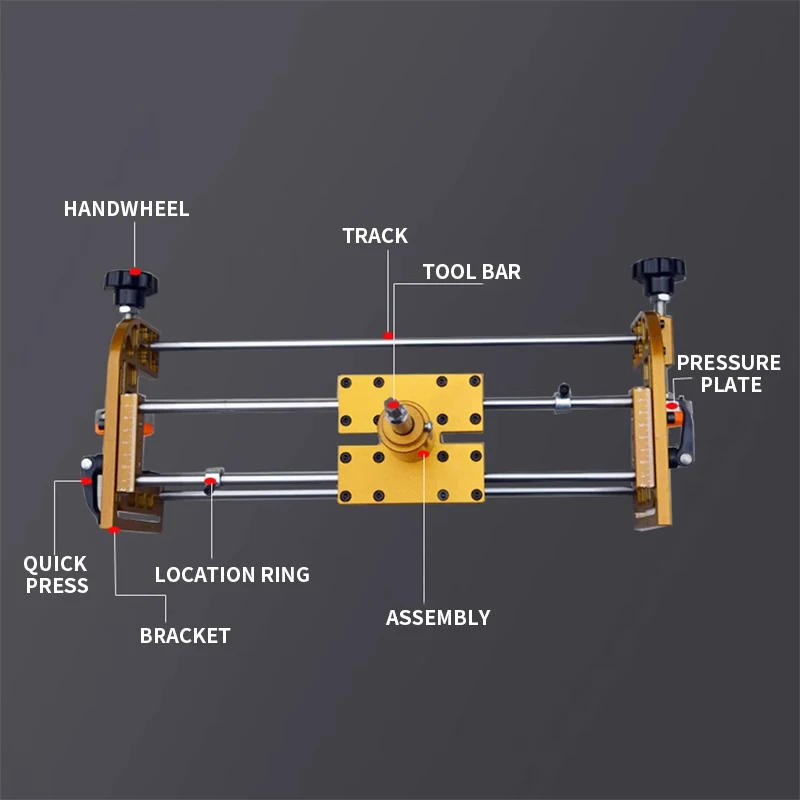 Wooden Door Slotter Set Key Hole Opener for Woodworking Front Side Open Lock Hole Device Quick Release Tools