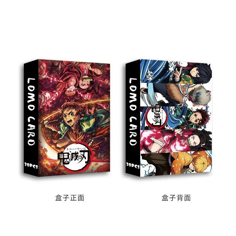 30PCS Anime Demon Slayer: Kimetsu No Yaiba Double-sided Photo Card Boxed HD Photo Cards Greeting Card Bookmark