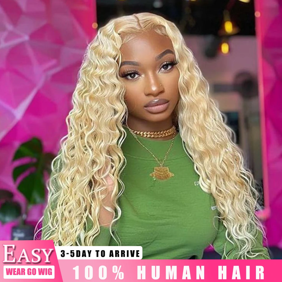 

38 40 Inch 613 Blonde Curly Human Hair Wigs 13x6 Hd Transparent Lace Frontal Wig Deep Wave Brazilian Human Hair For Black Women
