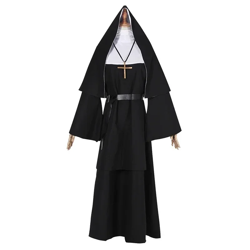 Women Nun Costumes Maria Middle Ages Cosplay Renaissance Vintage Nun Robe Halloween Party Carnival Performance Clothing Set