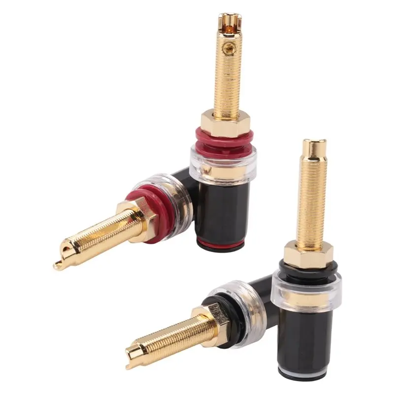 [in stock] 4Pcs Hifi Speaker Terminal Binding Post Pure Copper Gold Plated Amplifier Connector for Female Banana Jack Plug