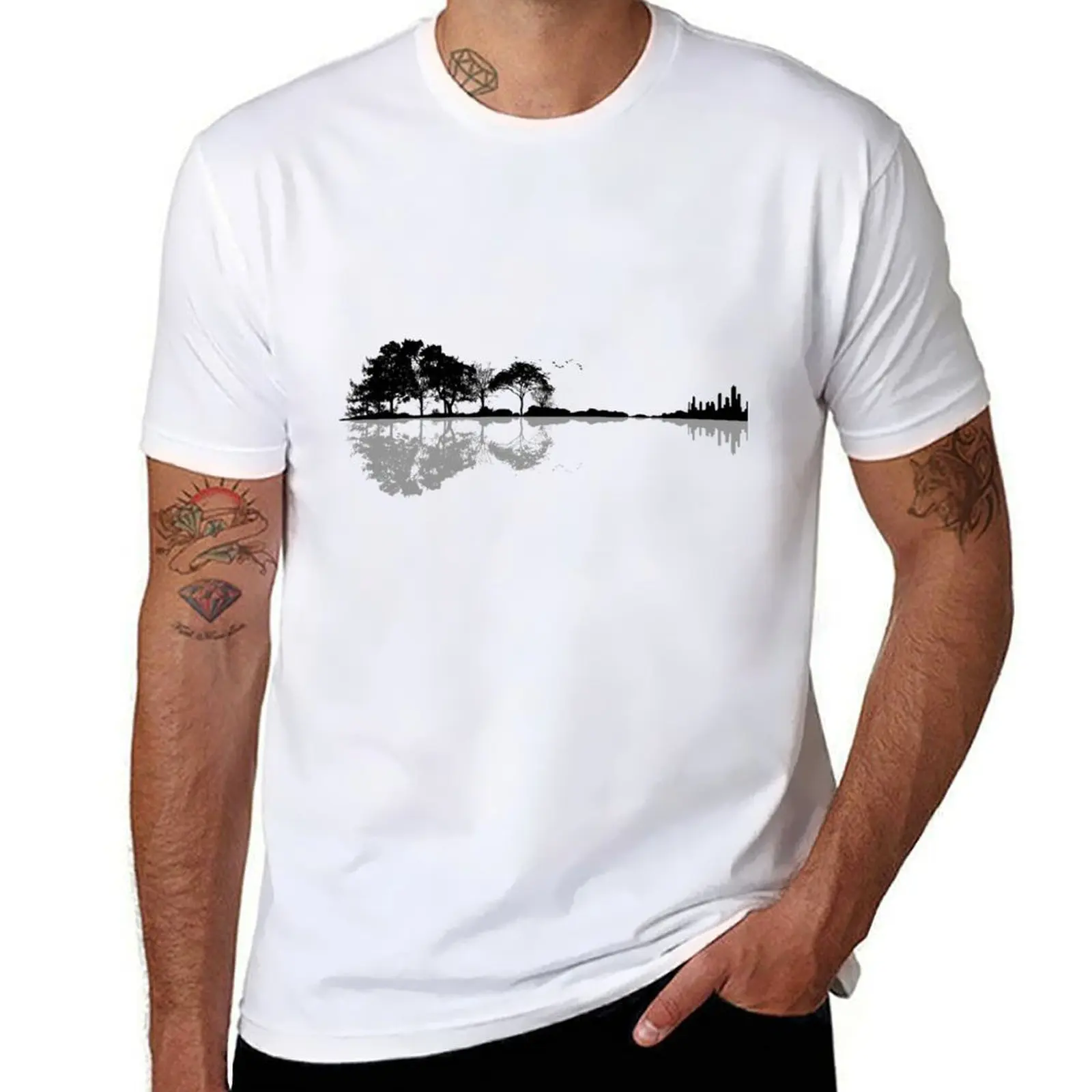 

Nature Guitar Shadow T-Shirt t shirts for man cotton funny t shirt man luxury T-Shirt