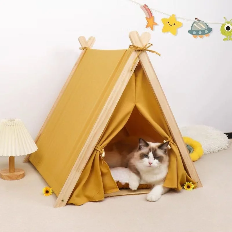

Eco-Friendly Detachable XL Pet Tent Winter Indoor Kennel Solid Pattern Universal Four Cat Nest for Large Dogs Small Animals Wool