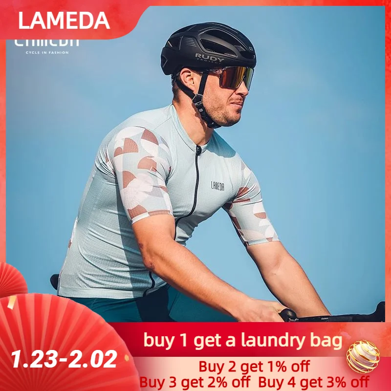 Lameda Men Cycling Short Sleeves Summer Cycling Clothing For Men Breathable Quick-Dry Men Clothing MTB Bike Clothing