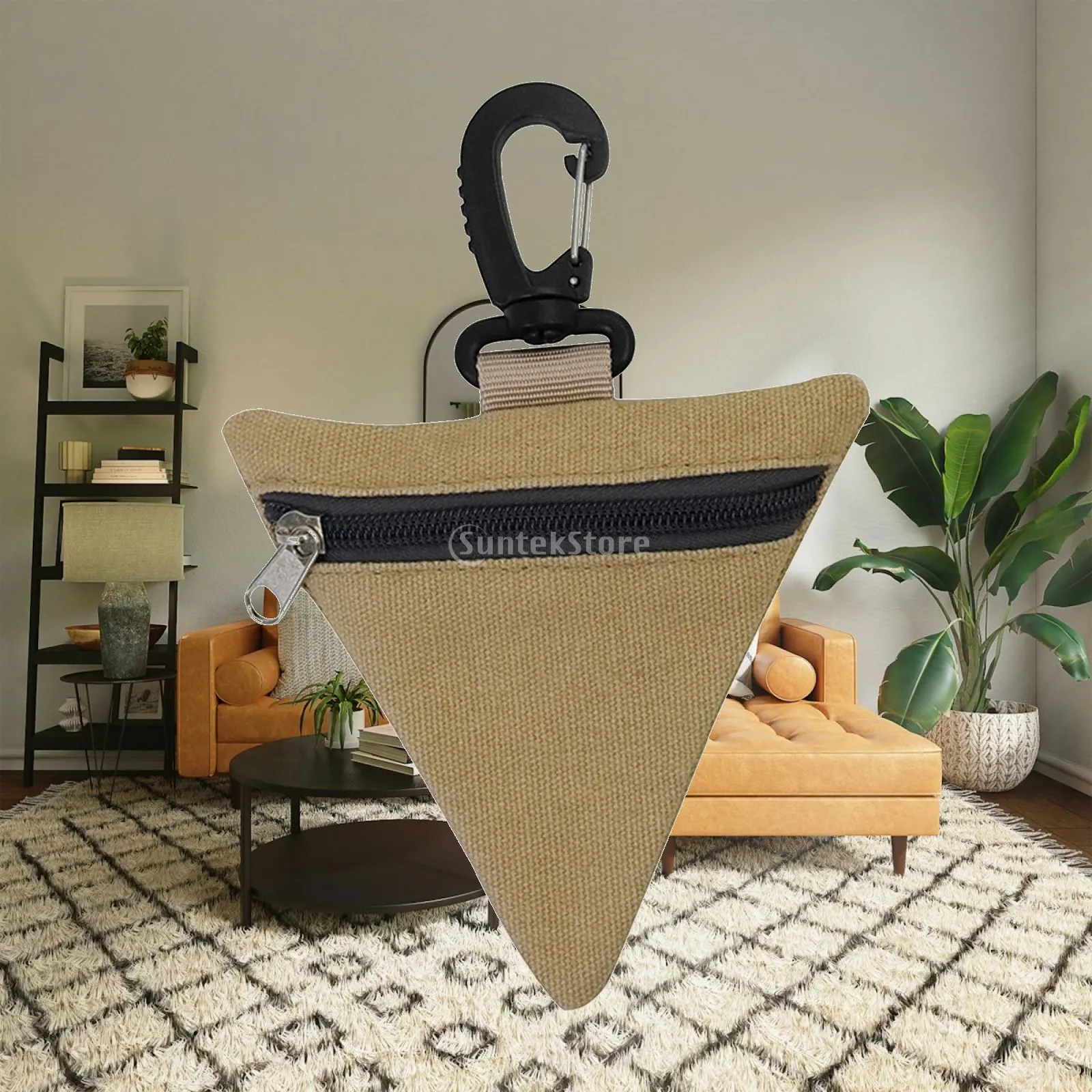 Molle Pouch Triangle Bag Canvas Utility Pouch with Rotatable Hook for Coin Tool Pen Storage Camping Fishing Travel