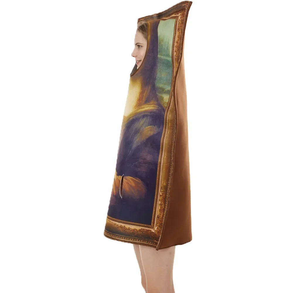 Cosplay Funny Mona Lisa Mural Van Gogh Costumes Outfits Unisex Carnival  Adult Kid Fancy Suit Dress Up Sponge Performance Props