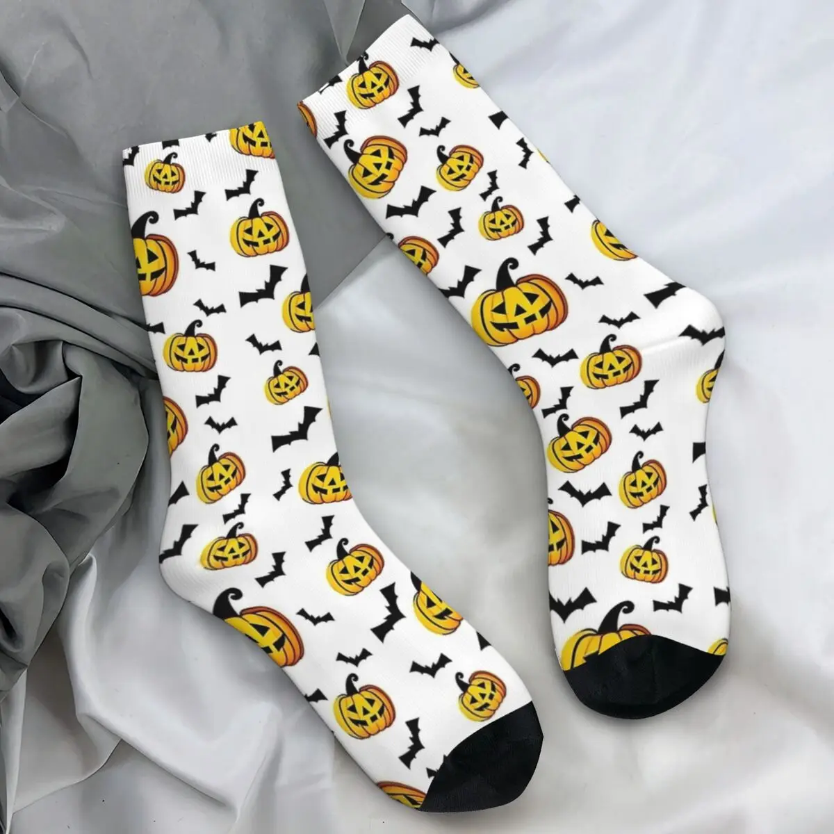 

Horror Halloween Cartoon Bat Pumpkin Stockings Orange Fashion Socks Winter Non Skid Socks Couple Running Sports Soft Socks