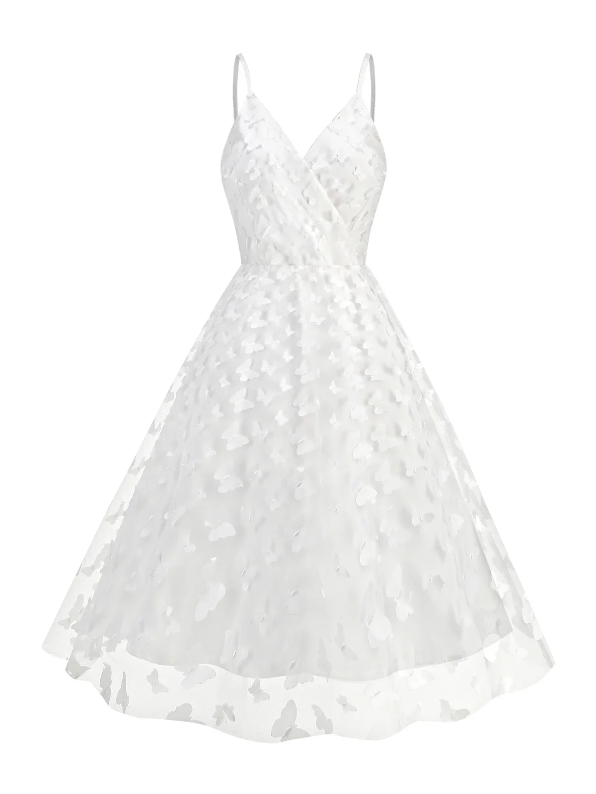 

2025 Spaghetti Strap 3D Butterfly Mesh Stunning Wrap Vintage Dresses for Party 1950 V-Neck Evening Women Backless Sexy Tea Dress
