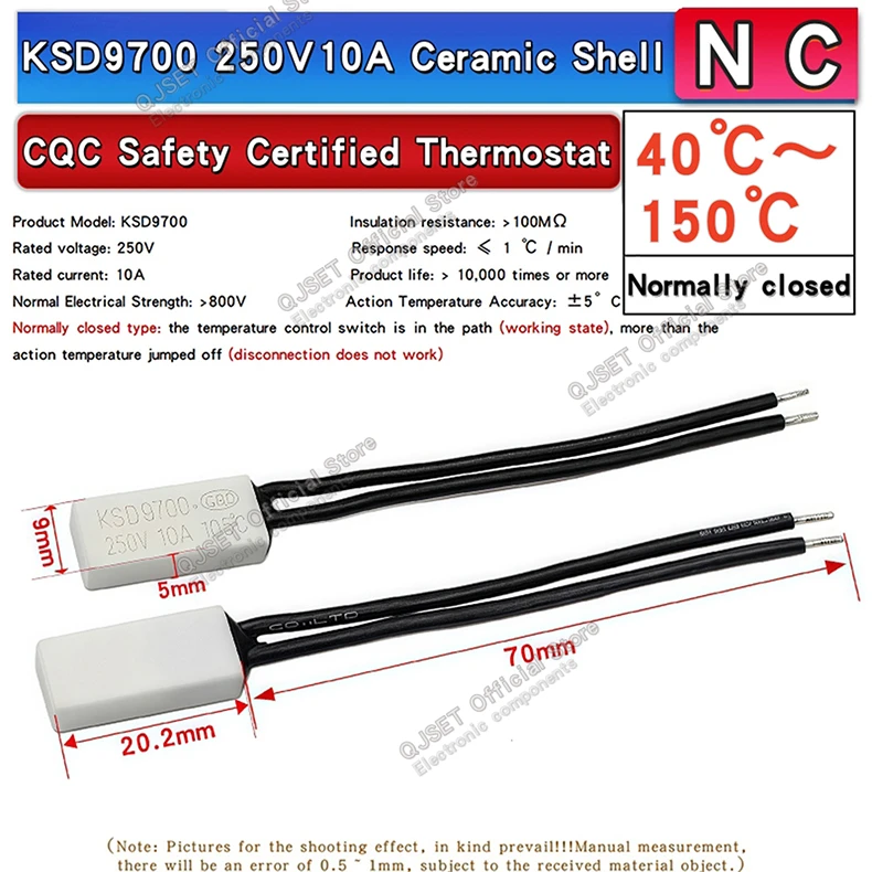 1 stücke Keramik Thermostat KSD9700 250 V 10A 40C 50C 60 ~ 150 Grad Schweißen Maschine Temperatur Schalter Überhitzung schutz Thermostat – Detail 4