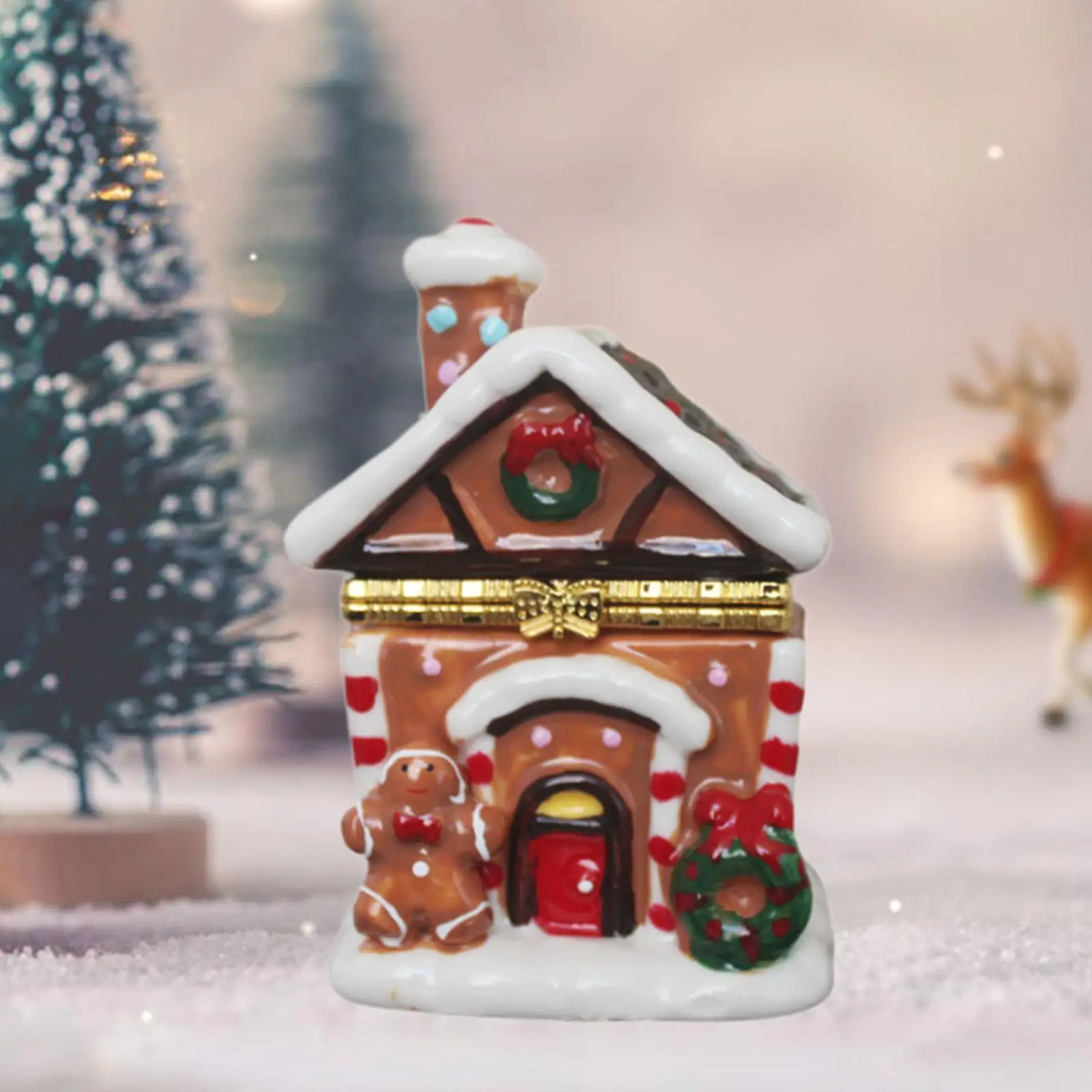

Christmas Jewelry Trinket Box Hinged Jewelry Box Holiday Figurine Collectible
