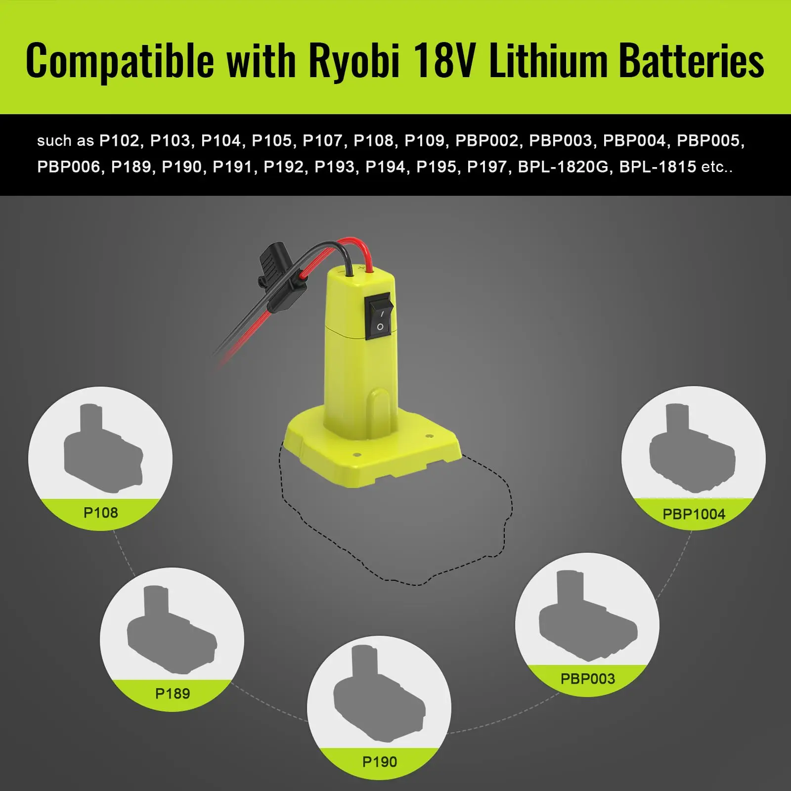 Pack Power Wheel Adapter Compatible with Ryobi 18V ONE+ 18V Nimh/Nicd/Li-ion Battery  DIY Power Wheels Adapter Tool Connector