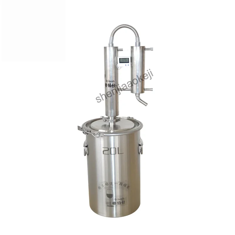 20L Moonshine Distiller Copper Distiller 304 Stainless Steel  Cooling Coil Alcohol Home Wine Making Whisky Brandy Distiller