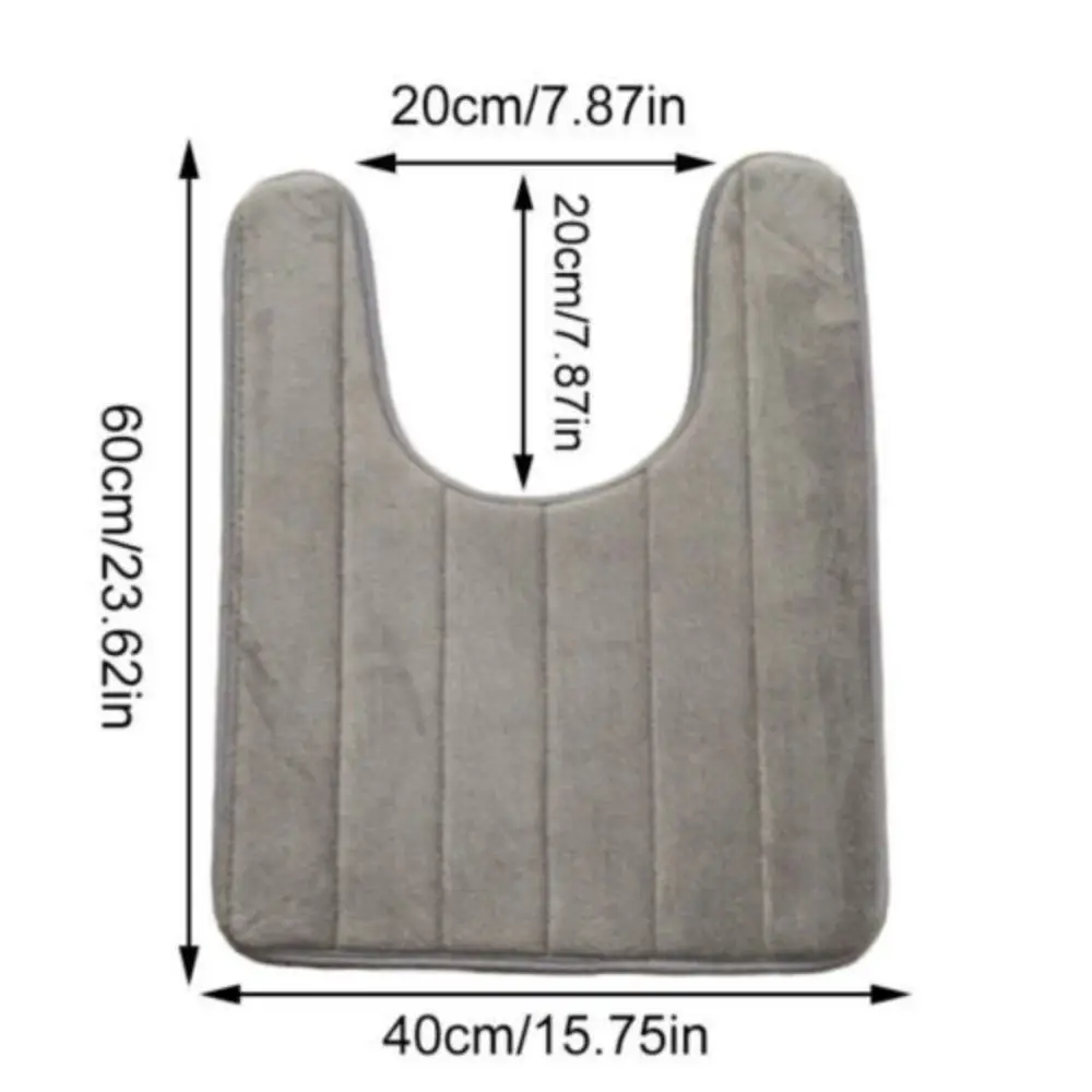 40*60cm U Shaped Non-Slip Bathroom Pad Rug Home Coral Fleece Bath Pedestal Toilet Mat