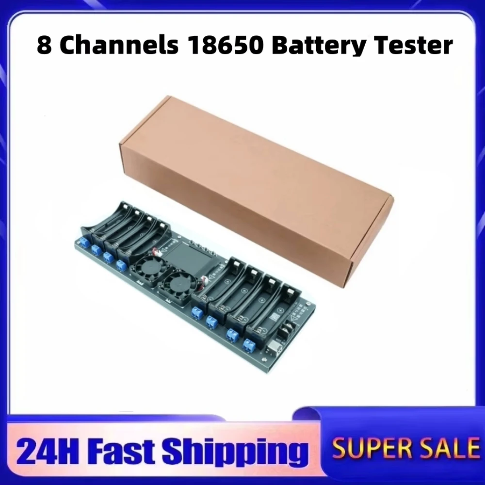 8 Channels 18650 Lithium Battery Capacity Tester 2.4-inch Color Screen Digital Battery Power Detector DC5V 10A Automaticbattery