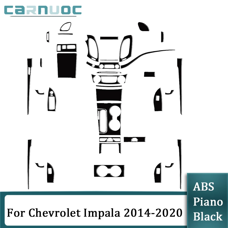 

For Chevrolet Impala 2014 2015 2016 2017 2018 2019 2020 Interior Decorative Full Set ABS Piano Black Stickers Car Accessories