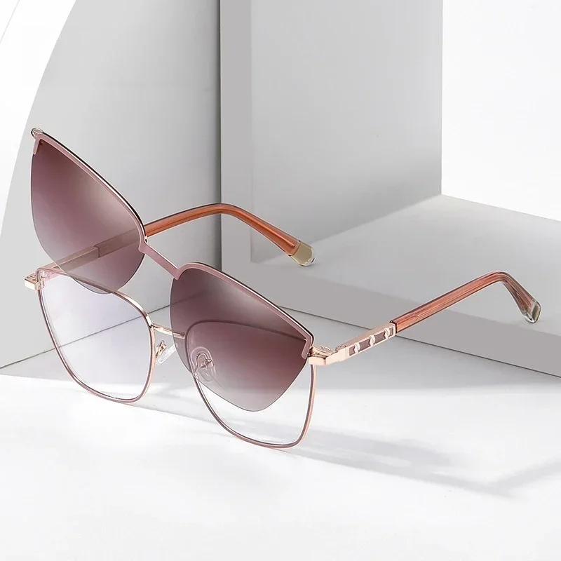 

KIZN УФ-защита, синие магнитные клипсы, женские очки «кошачий глаз», блокирующая свет, оптическая оправа для очков по рецепту 85009