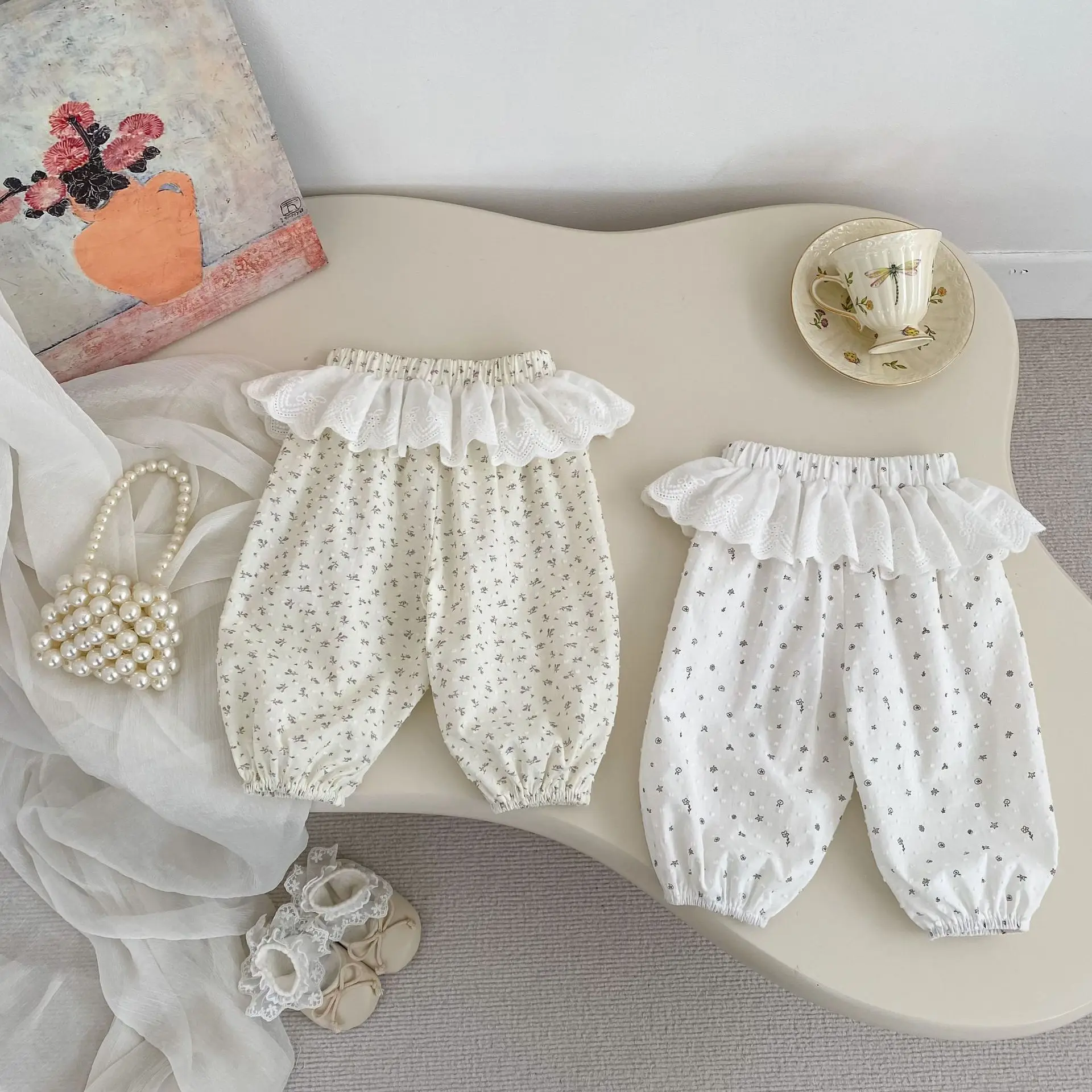 Girls' Summer Anti Mosquito Pants 2026 New Style Baby Girl Lace Leg Binding Pants Thin Lantern Pants Air Conditioning