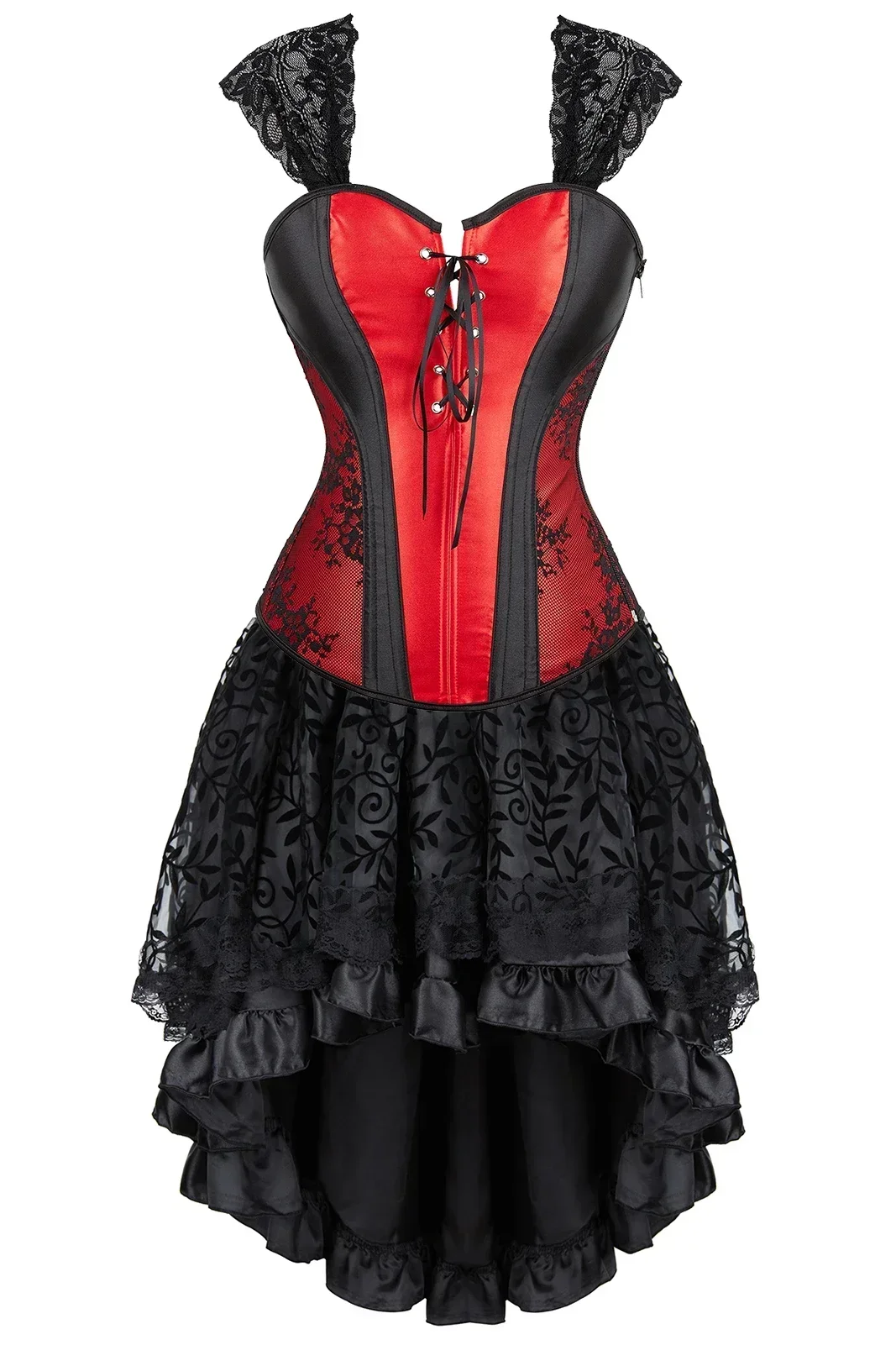 

Steampunk Corset Skirt for Women Vintage Lace Layered Bustiers Gothic Costume Sexy Burlesque Rave Party Outfit Plus Size