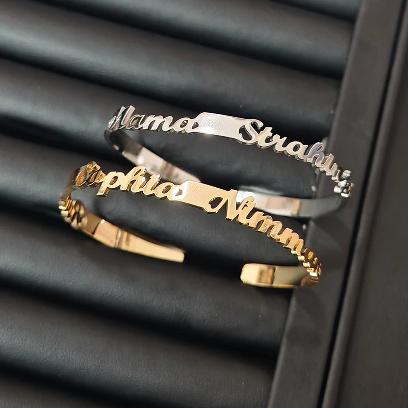 

Custom Multiple Name Bracelets Bangles Personalized Stainless Steel Luxury Charm Bracelets Women Jewelry Birthday Gifts