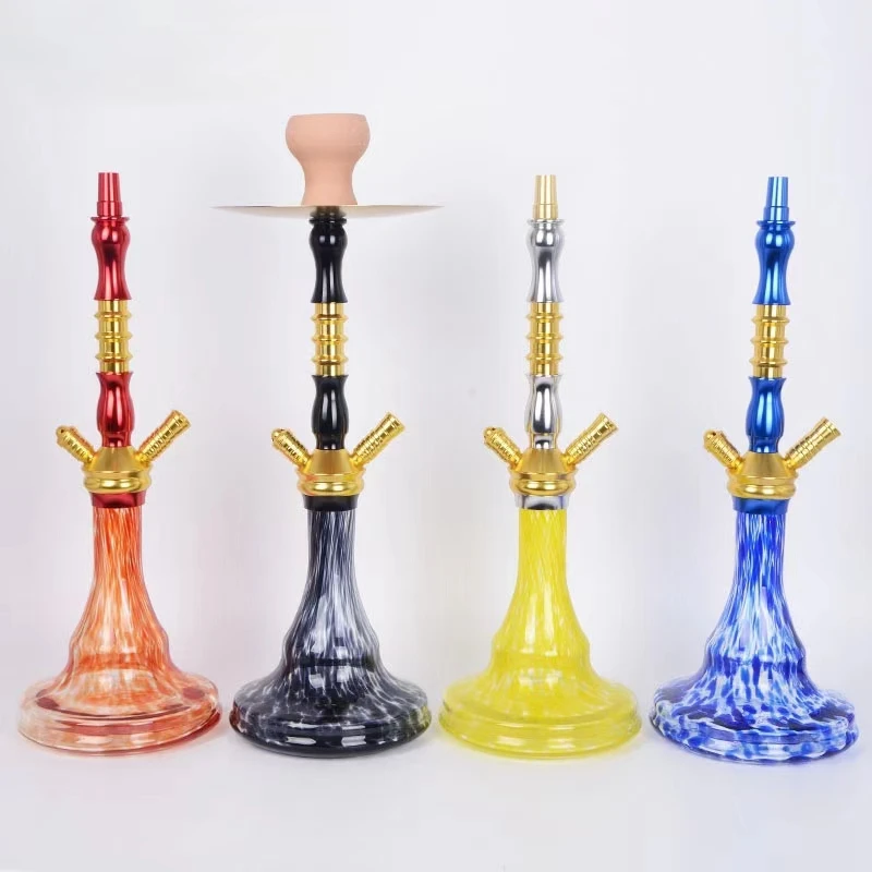 New Single Tube Double Pipe Aluminum Alloy Hookah Kit KTV High-grade Shisha full set Nargile Complete Chichas Hoka For Smokeing