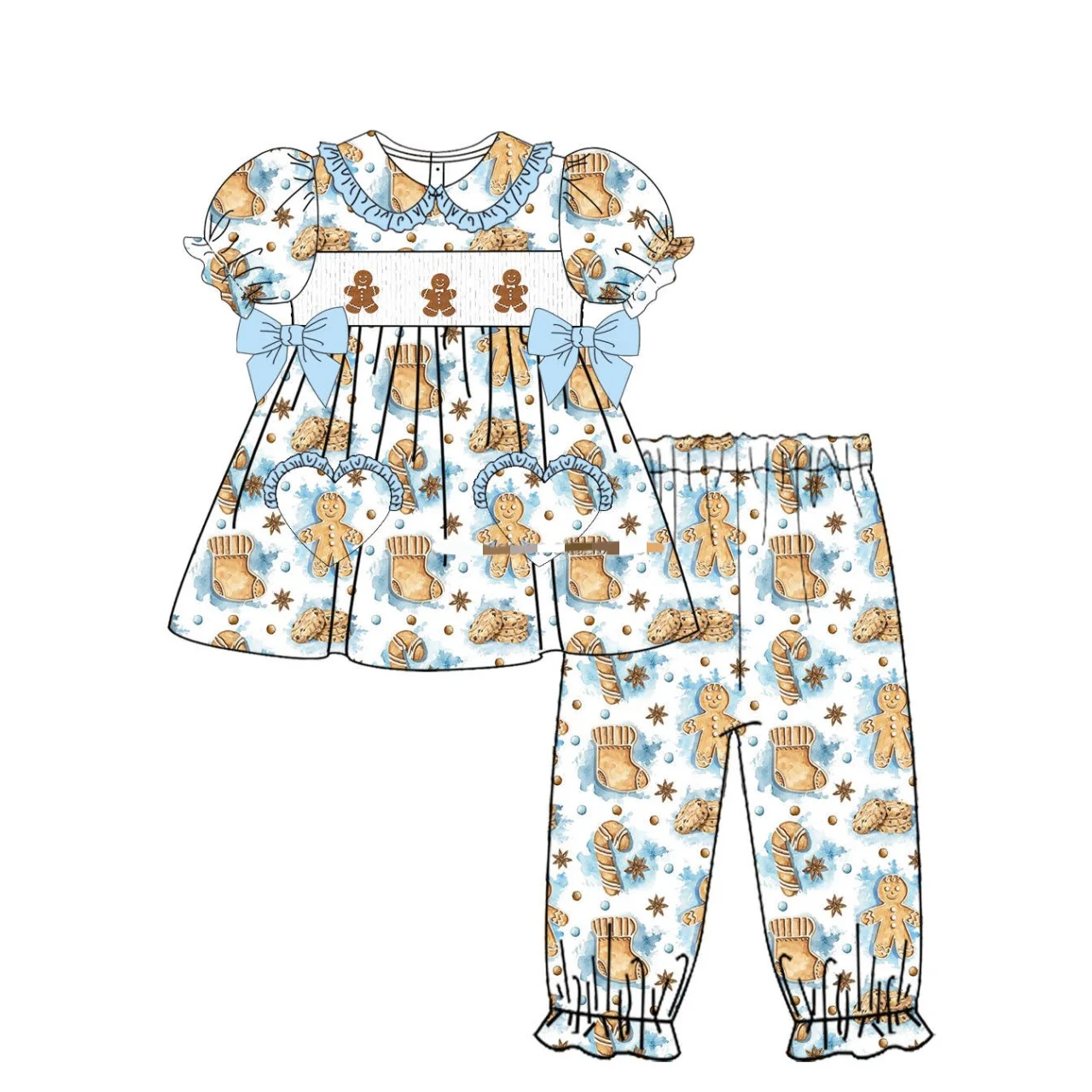 Merry Christmas Holiday Clothing Socks Cookies Boys and Girls Sets Kids Sleepwear milk silk