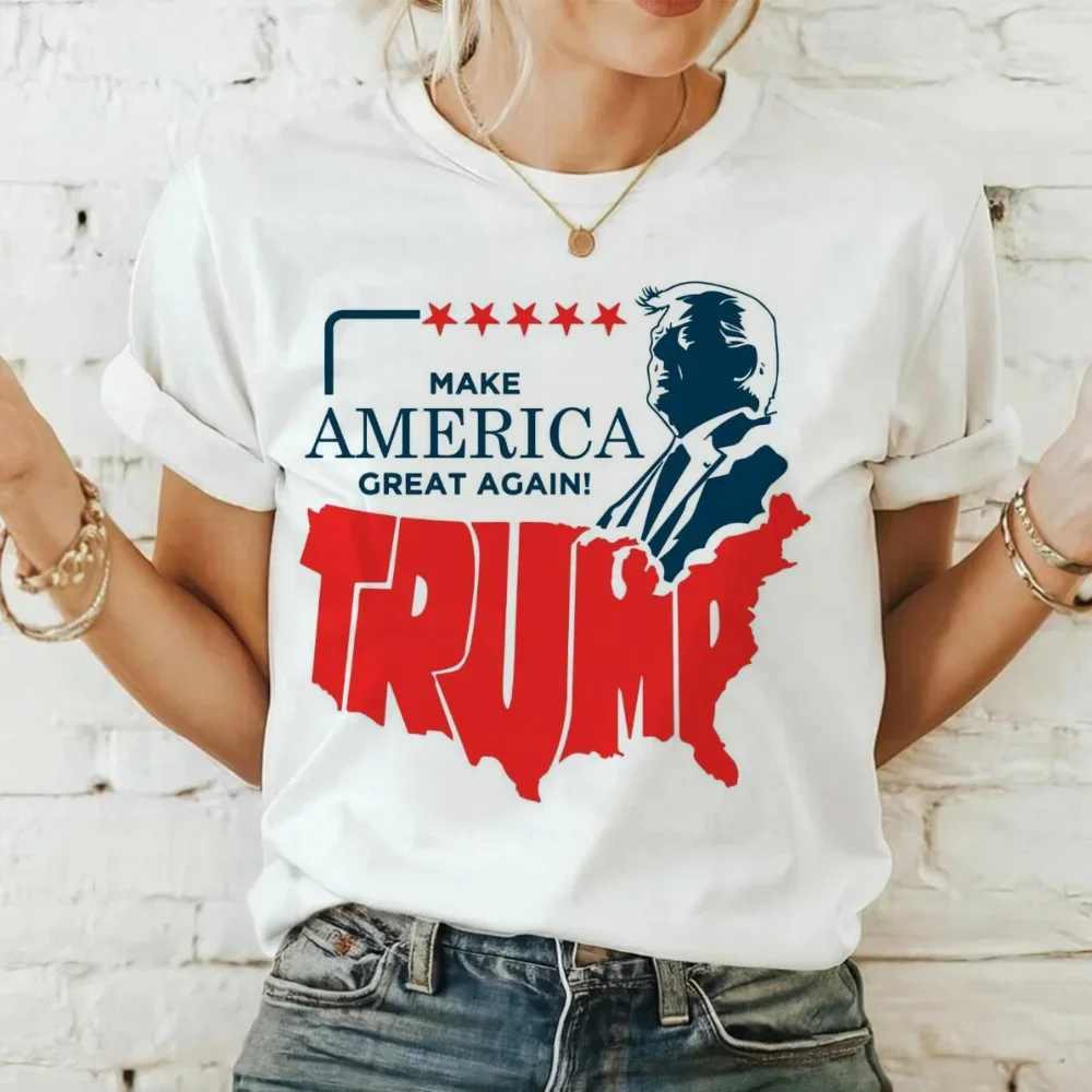 Make America Great Again Trump America Map Printed Pattern Trendy Style Women's Fashion New Explosive Gothic Summer T-Shirt