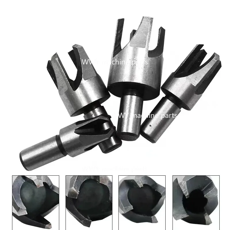 Suitable for4pieces of3/8inch9.5mmWoodenPlug MillingCutters, Four Tooth Chamfering Milling Cutters, Hole Drilling6mm10mm13mm16mm