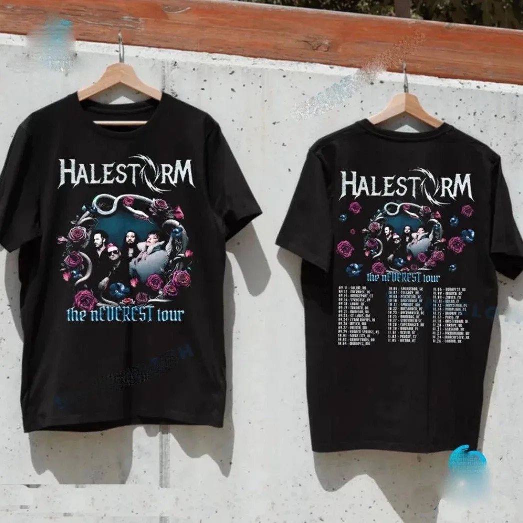

Halestorm The Neverest Tour 2025 Dates Unisex 100% Cotton T-shirt All Size S-3XL Fan Gift