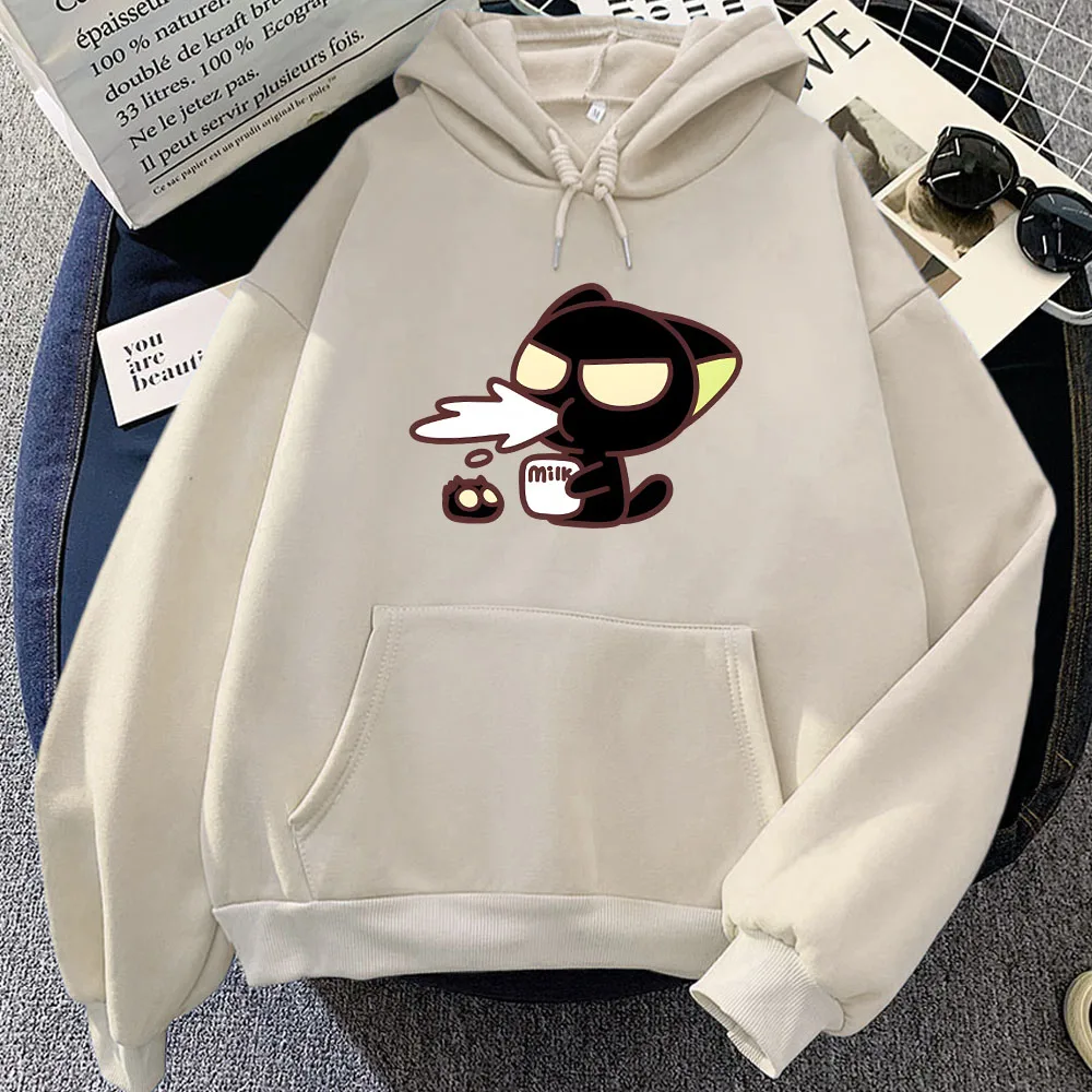 

Luo Xiao Hei Cat Cartoon Printing Hoodies LuoXiaoHei Manga Graphic Sweatshirts Women Winter Long Sleeve Hooded Pullovers Clothes