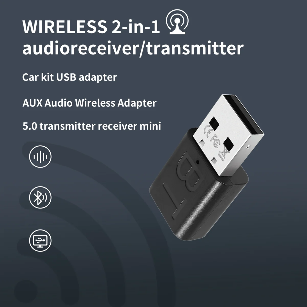 Adaptador USB popular del equipo del coche del indicador LED del receptor del transmisor de Bluetooth 5.0