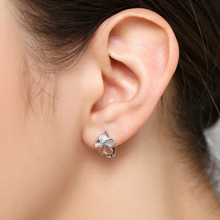 Blumen-Creolen aus 925er-Sterlingsilber für Damen, Silberschmuck, Geschenke, trendig – Detail 9
