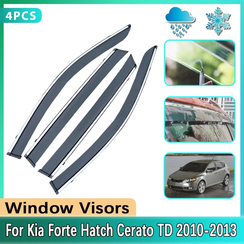 4x Car Side Window Visor For Kia Forte Hatch Cerato TD 2010 2011 2012 2013 Trim Rain Sun Guard Cover Deflectors Car Accessories