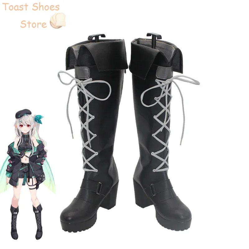 Pomu Rainpuff Cosplay Shoes Halloween Carnival Boots Vtuber Cosplay Props PU Leather Shoes  Costume Prop