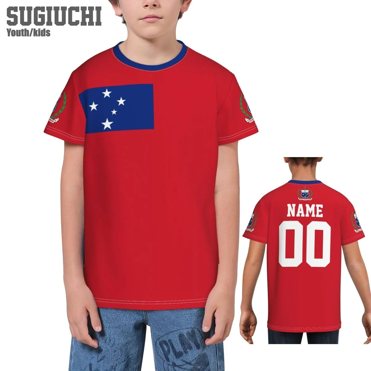 Custom Name Number Samoa Flag Emblem 3D T-shirts For Kids Youth Boy/Girl Tees Soccer Football Fans Gift T shirt