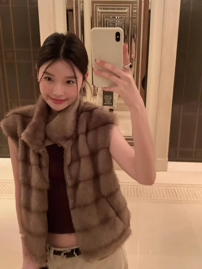 Thiened Fluffy Zipper Gilet in pelle da donna Faionable Retro All-Match Personali Autunno Inverno Cappotto coreano Sle Cotton I...