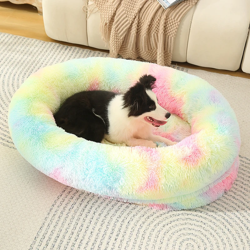 Large Plush Ring Dog Bed Cat Puppy House Sleeping Mats On The Floor Sofa Cat Bed Dog Kennel Mattress Pad Pet Cushion Supplies