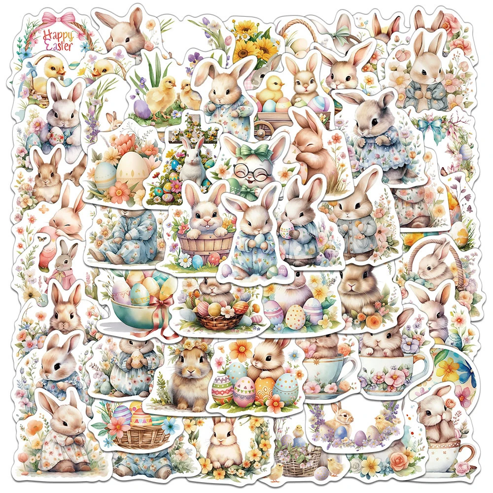 10/30/50 Stück Niedliche Oster-Ei-Hasen Cartoon-Aufkleber Kawaii Sticker Spielzeug DIY Wasserflasche Handy Gepäck Laptop Dekoration