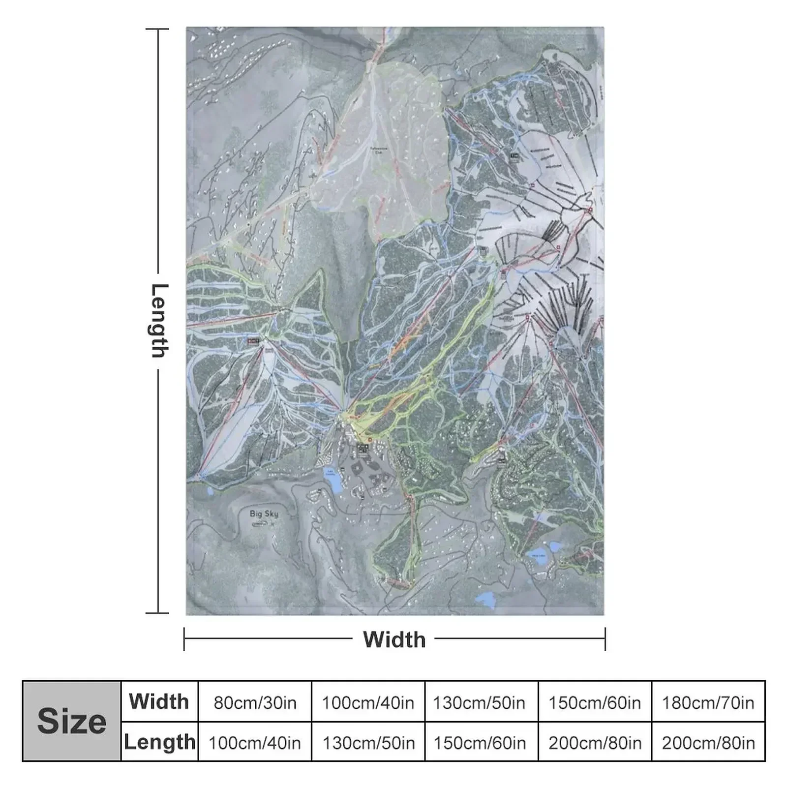 Big Sky Resort Trail Map Throw Blanket couch cozy soft plush fuzzy picnic outdoor blanket