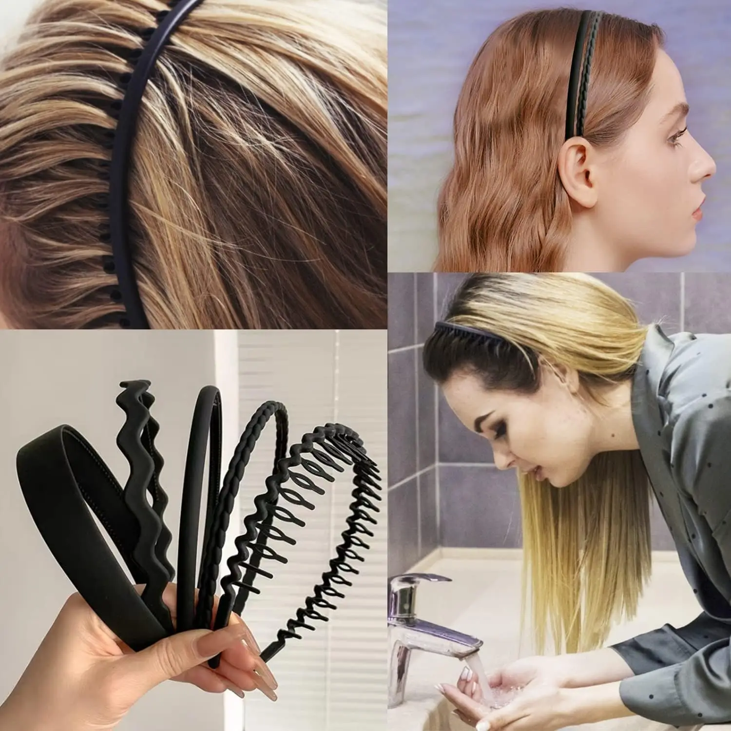 9 قطعة عقال الموضة ماتي للنساء الفتيات موجة البلاستيك عصابات الشعر الإناث الأسنان هيرباند النساء الفتيات اكسسوارات للشعر