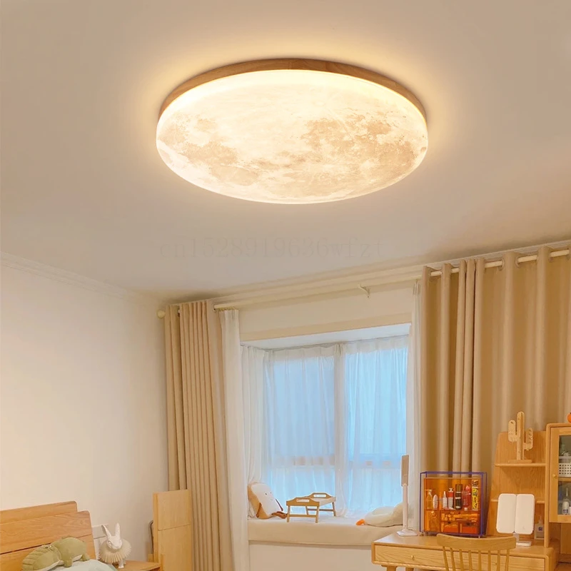Moon Ceiling Lamp 12W  24W 36W Solid Wood Led Ceiling Lamp for Bedroom Living Room Dining Room Home Decor Indoor Lights Lighting
