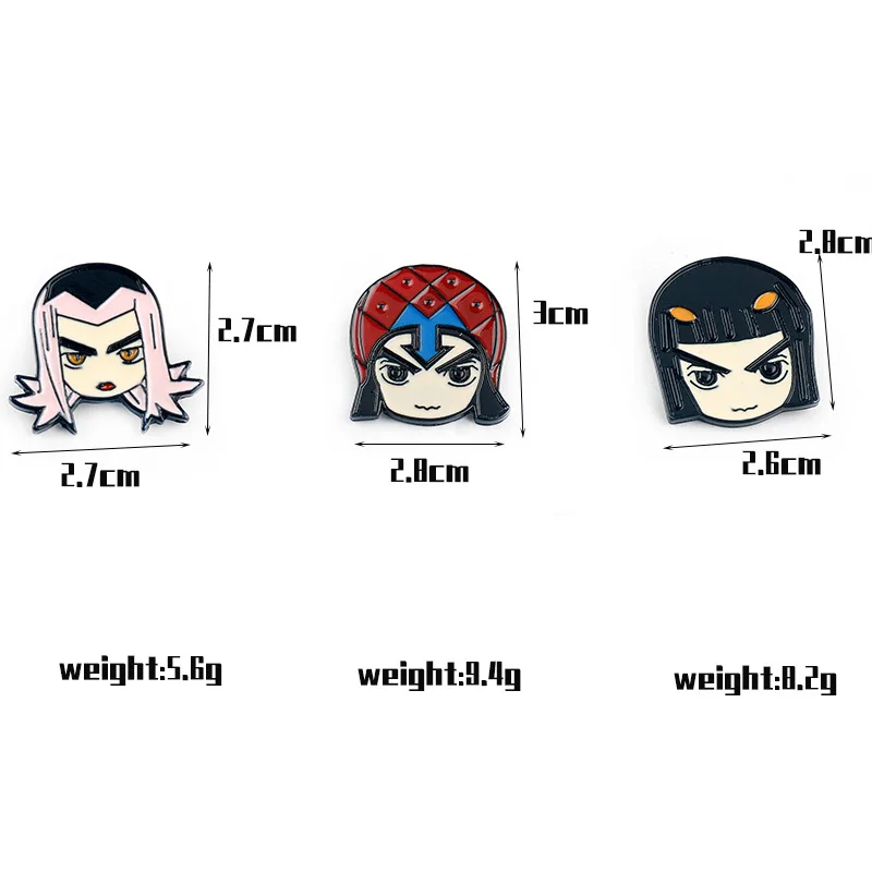 Anime JOJOS Spilla smaltata Cartoon simpatico personaggio Distintivo in metallo Zaino con risvolto Cappello Spilla Cosplay Abbigliamento Accessori gioielli Regali