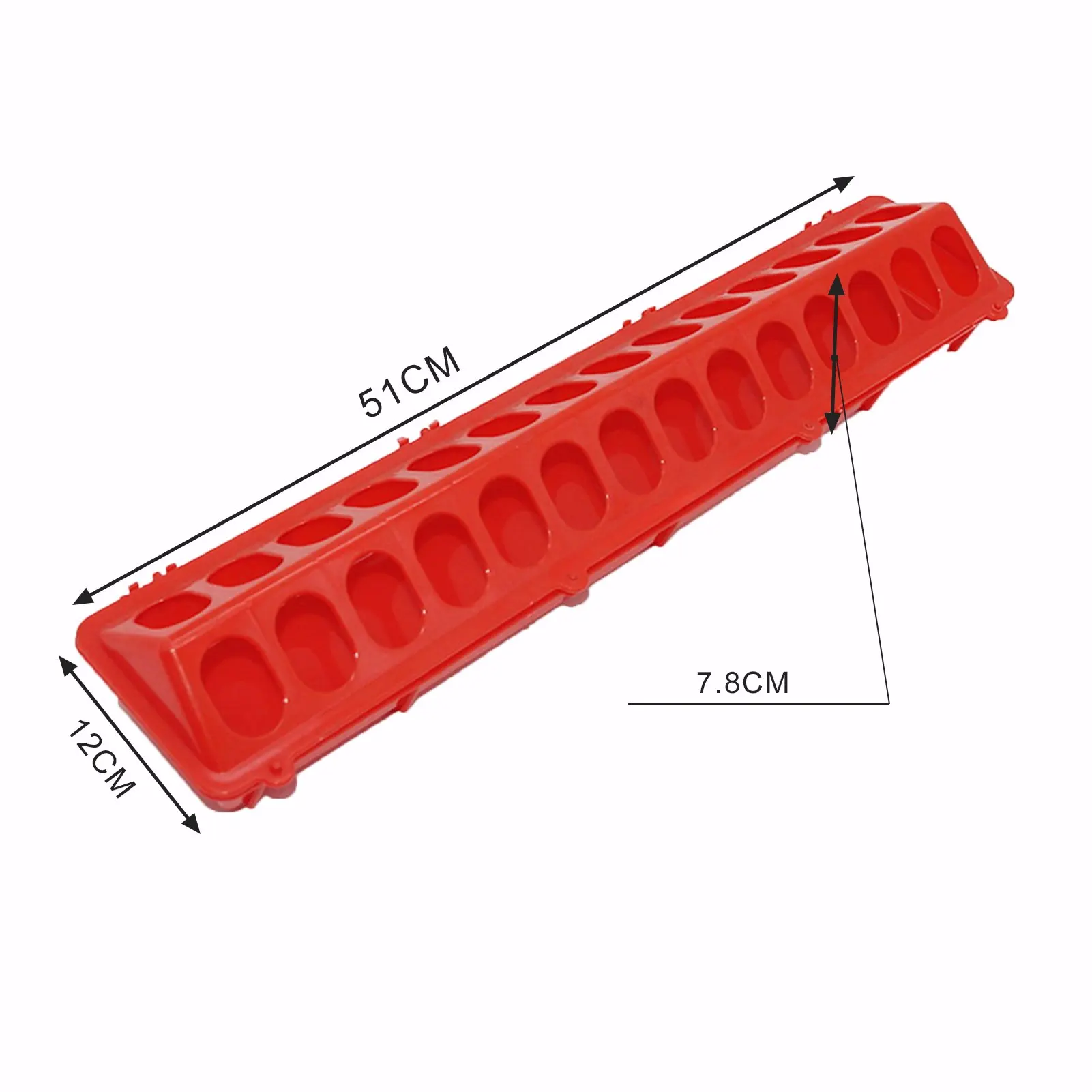 50cm Flip-Top Poultry Feeder Double Row 28 Holes Ground Feeder Plastic Clamshell Feeding Chicken Groove Farm Breeding Supplies